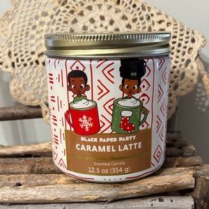 NEW Black Paper Party Caramel Latte 12.5 oz Scented Candle GLASS JAR